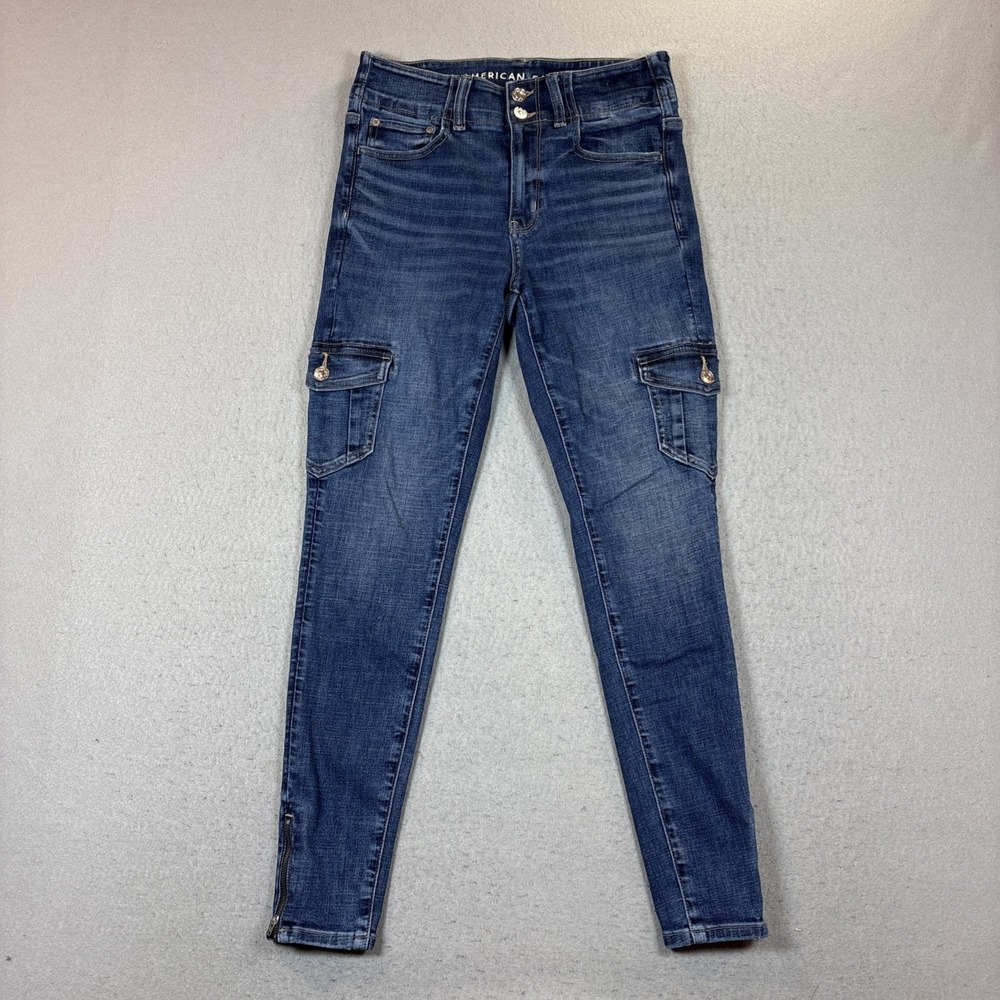 American Eagle Women's High-Rise Cargo Jeans Jegging Sz 6 Reg Next Level Stretch